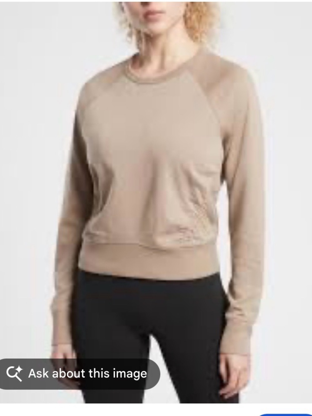 Athleta Crewneck sundown puckered Pullover Sweatshirt beige M
